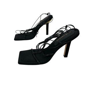 Good American Womens Black Strappy Heels Size 6.5